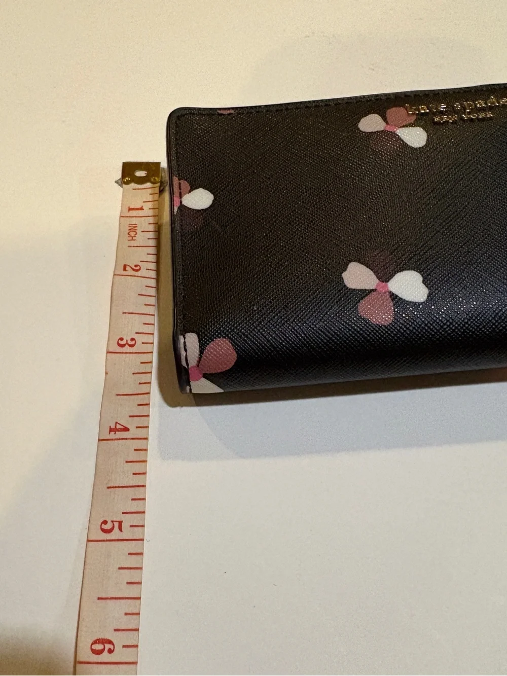 kate spade Black Wallet with Pink and White Floral Print
